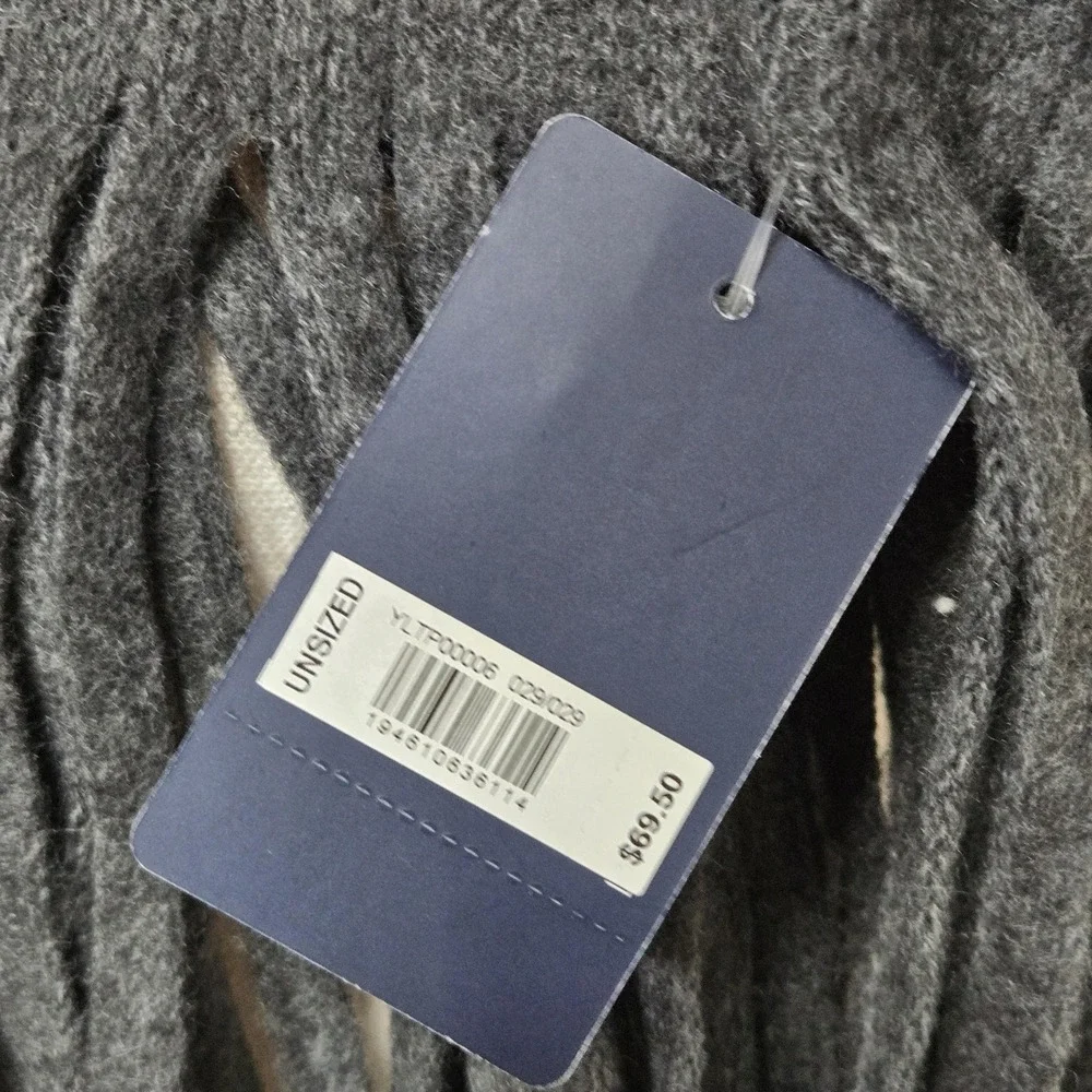 Lucky Brand Scarf Womens‎ One Size Gray Knit Fringe Rectangle Wrap Winter Warm